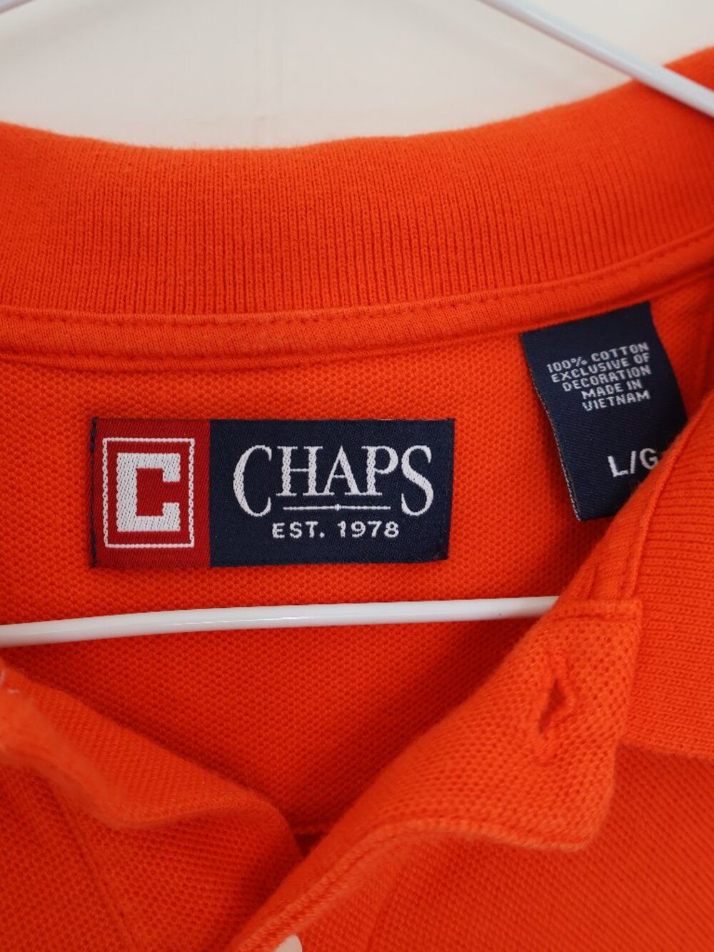💜 2 for $25 💜 Chaps Orange Pique Cotton Polo Shirt Embroidered Crest (Men’s L) - Picture 8 of 9